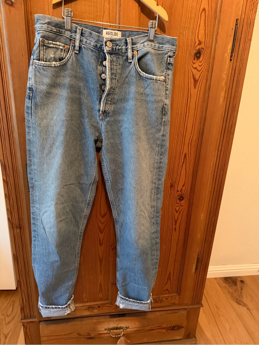 Agolde Light Wash Relaxed boyfriend 90s Button-Fly Jeans